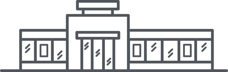Supermarkets icon. Mall centre outline illustration. Shop building