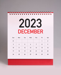 Simple desk calendar 2023 - December - obrazy, fototapety, plakaty