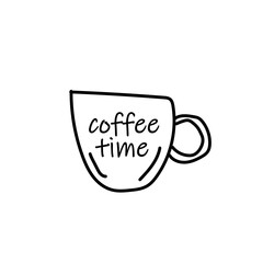 Coffee, tea cups vector doodle clipart, set of elements. Hand drawn cups, mugs. Hot drinks. Dishes.
