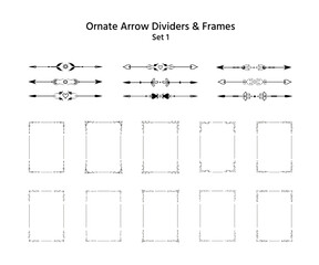 Set of matching ornate frames, arrow dividers