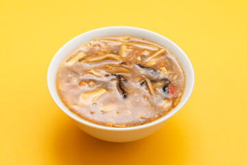 Traditional Japanese hot and sour soup cooked.