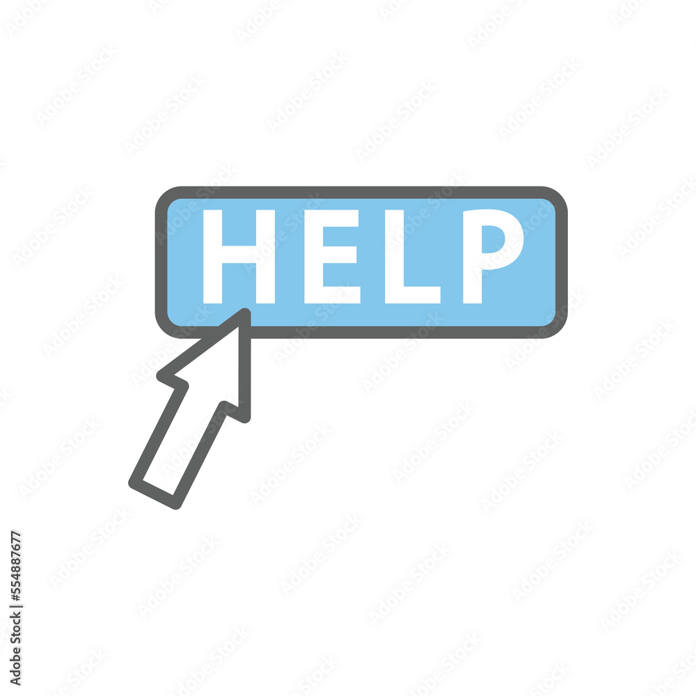 Poster colored cursor icon illustration with help. two tone icon style. suitable for apps, websites, mobile