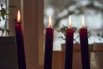 burning advent candles
