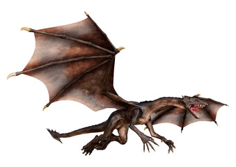 3D Rendering Fairy Tale Dragon on White