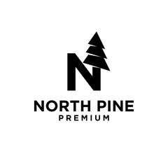 Pine Tree letter initial logo icon design simple minimal 