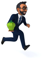 Fun 3D cartoon illustration of an indian businessman