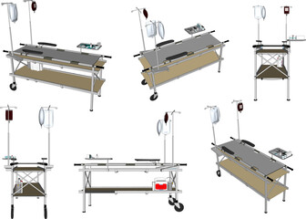 white background hospital patient Stretcher vector design