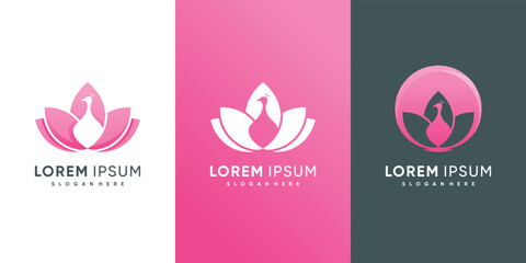 Beauty lotus and bird logo design illustration