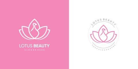 Beauty lotus line art logo design illustration