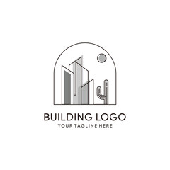 Creative desert building logo design illustration