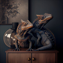 lizards on the nightstand
