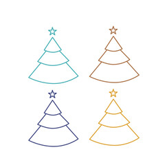 Fototapeta premium Geometric Xmas Trees Set isolated On White