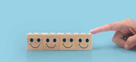 Wooden cubes in hand with copy space for input wording