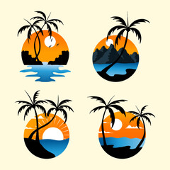 beach summer logo template design