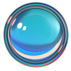 Isolated abstract, elegant and neat 3d rendered image with bright blue graphic embedded in glass sphere