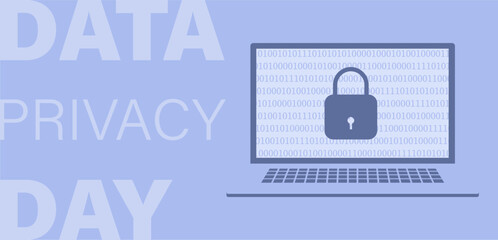 Data Privacy Day. Template for background, banner, card, poster with text inscription. January 28