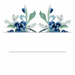 Beautiful floral frame vector illustration. Card design, party invitation, print, clip art	