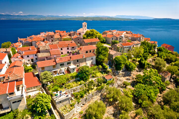 Mediterranean village of Beli on Cres island aerial view - obrazy, fototapety, plakaty