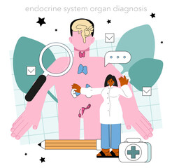Endocrinologist concept. Thyroid gland examination. Doctor examines