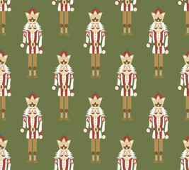 Hand Drawn Nutcracker Seamless Christmas Pattern Cute Illustration Trendy Colors Sweet Gift Concept Perfect for Allover Print Wrapping Paper or Decoration