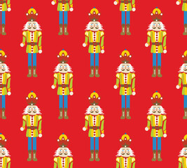 Hand Drawn Nutcracker Seamless Christmas Pattern Cute Illustration Trendy Colors Sweet Gift Concept Perfect for Allover Print Wrapping Paper or Decoration