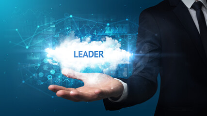 Hand of Businessman holding motivational message