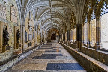 Westminster Abbey corridor the Collegiate Church of Saint Peter at Westminster London, Europe - obrazy, fototapety, plakaty