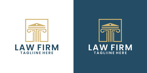 Law firm abstract with pillar luxury logo design