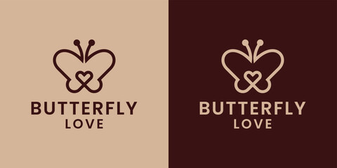 Butterfly and love monoline luxurious logo design inspiration