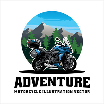 Touring And Adventure Motorcycle Logo Vector