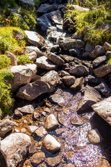 Mountain stream with big stones