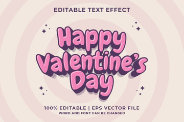 Fototapeta premium 3d Happy Valentine's Day Cartoon Editable Text Effect Premium Vector
