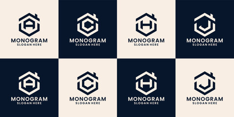 Set of monogram with home logo design inspirations