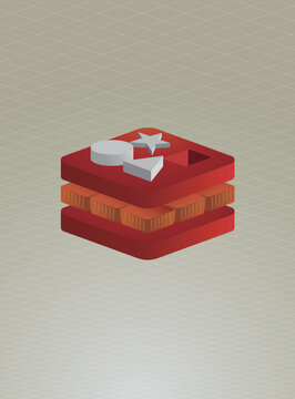 redis logo in red chips