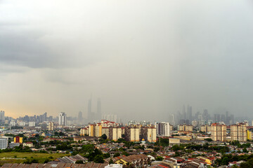 View of nimbostratus clouds over down town Kuala Lumpur, Malaysia.