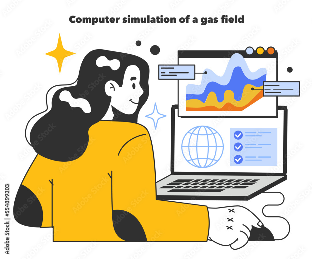 Fototapete computer and mathematical simulation for gas fields development