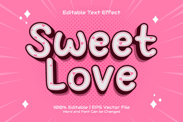 Sweet Love Valentine Text Effect Editable flat Cartoon Style