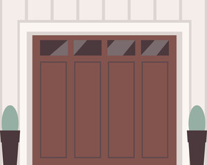 Garage door gate flat icon Entrance with decorative stones frame