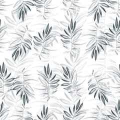 Hand drawn watercolor drawing of leaf, illustration seamless pattern.