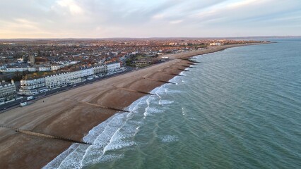 Obraz premium .Eastbourne Pier and town at Sunset Sussex Uk Aerial view