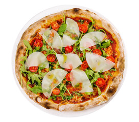 Traditional italian pizza with cherry tomatoes