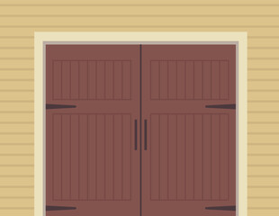 Garage door gate flat icon Entrance with stones frame decor