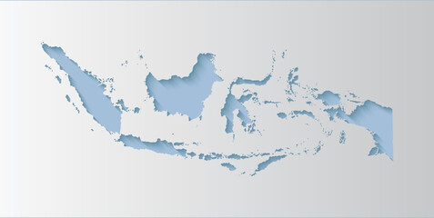 Vector map Indonesia, abstract inner shadow
