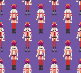 Hand Drawn Nutcracker Seamless Christmas Pattern Cute Illustration Trendy Colors Sweet Gift Concept Perfect for Allover Print Wrapping Paper or Decoration