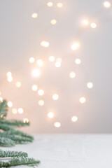 Christmas lights Background brunches with lights on a white background
