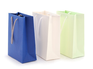 Paper bags, gifts on a white background isolated.