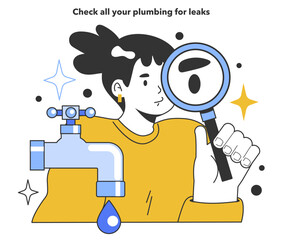 Fototapeta na wymiar Check all your plumbing for leaks for water efficiency at home.