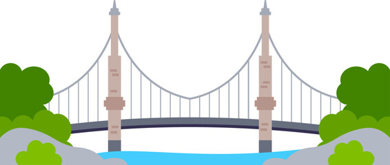 Futuristic metal constructions flat icon Bridge