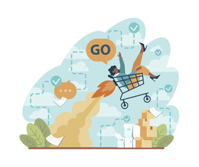 Boost up concept. Business growth or career promotion to higher