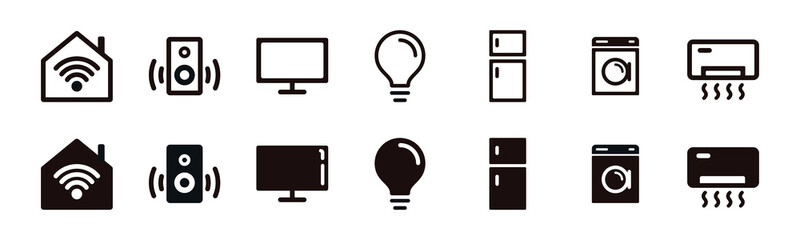 Smart home icon set for all devices in the house vector line symbol